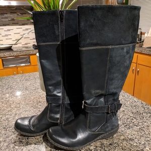 Clark Black Womens Tall Leather Boots